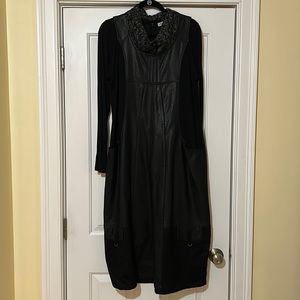 DZHAVAEL COUTURE faux leather, mixed media dress